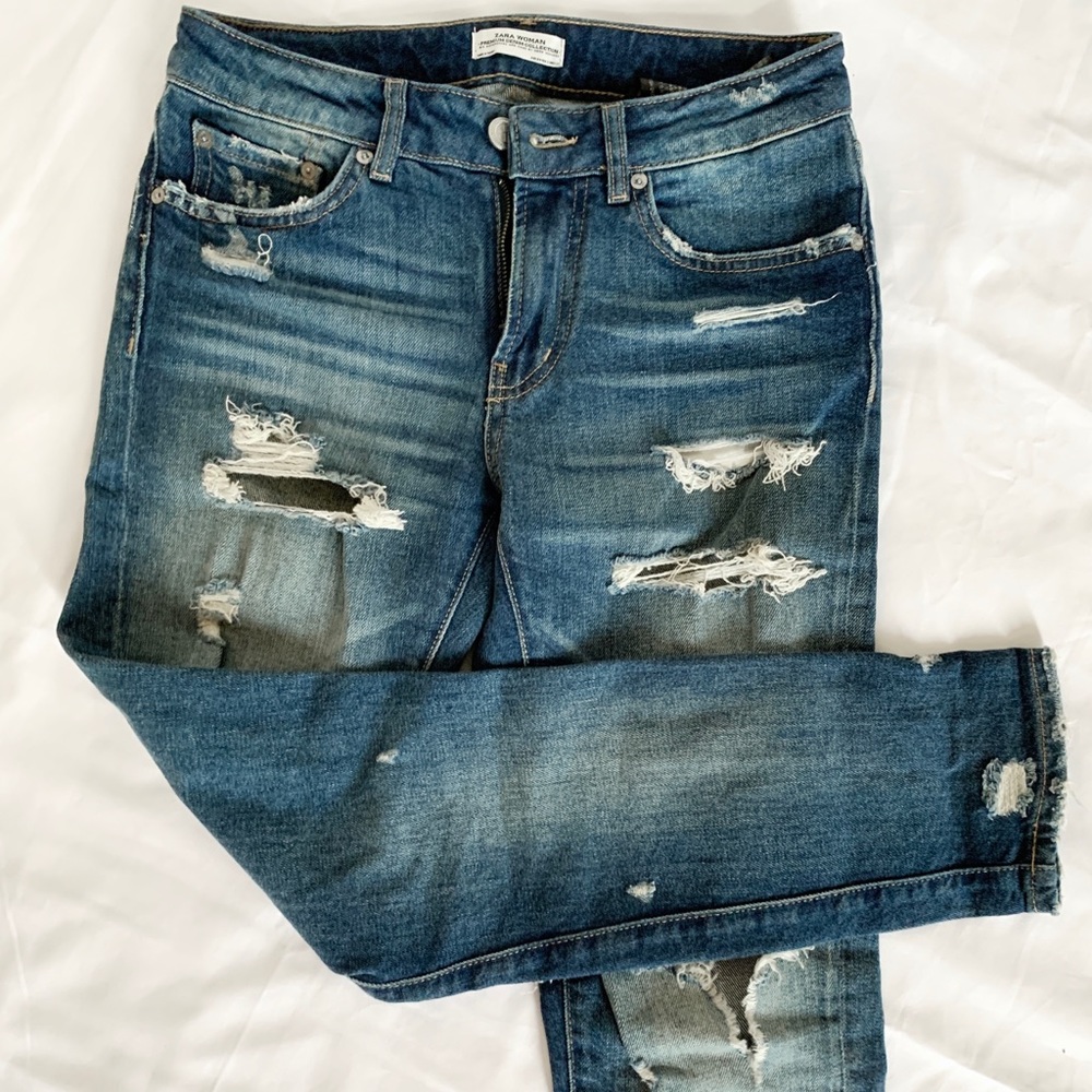 Zara distressed skinny jeans